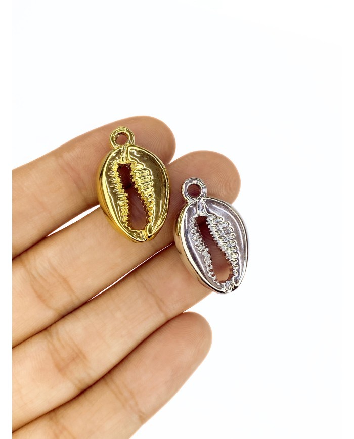 Pirinç Zirkon Mineli Deniz Kabuğu Bileklik Ucu Charm Gümüş 1 Adet