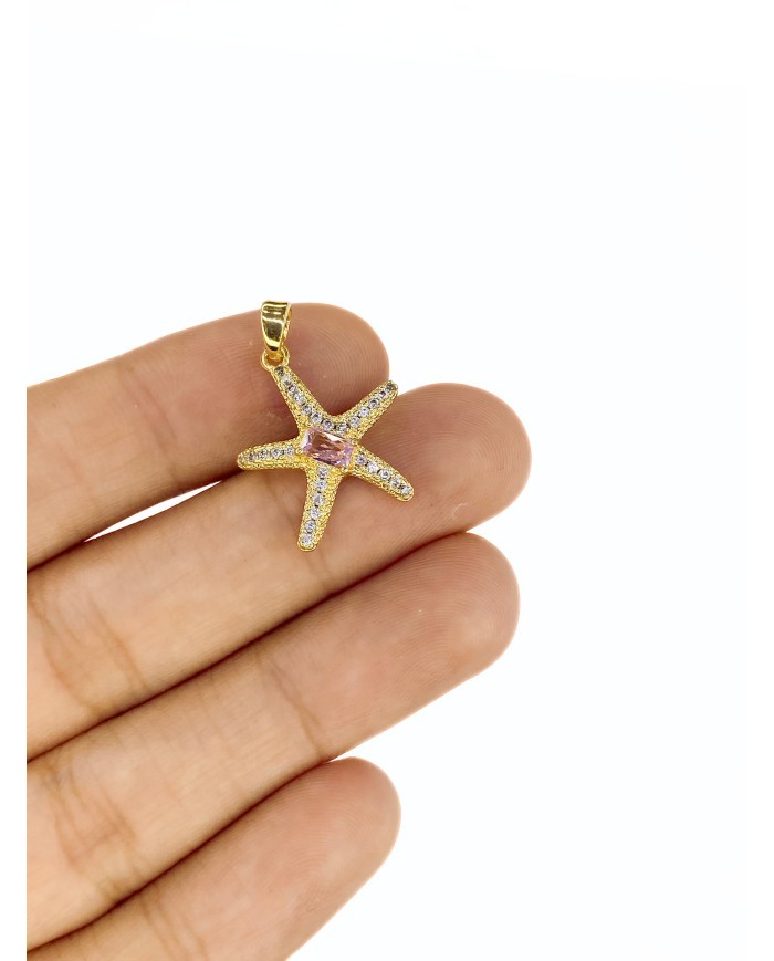 Pirinç Zirkon Taşlı Deniz Yıldızı Bileklik Ucu Charm 1 Adet