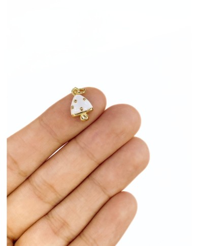 Pirinç Zirkon Mineli Mantar Kolye Bileklik Ucu Charm 1 Adet