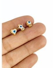 Pirinç Zirkon Mineli Kalp Mineli Göz Kolye Bileklik Ucu Charm 1 Adet