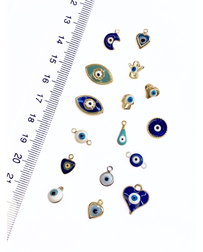 Pirinç Zirkon Mineli Hamsa Mineli Göz Kolye Bileklik Ucu Charm 1 Adet