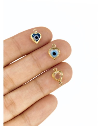 Pirinç Zirkon Taşlı Kalp Kolye Bileklik Ucu Charm 1 Adet