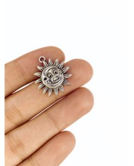 Pirinç Zirkon Mineli Ay Güneş Kolye Bileklik Ucu Charm 1 Adet