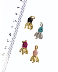 Pirinç Zirkon Mineli Ahtapot Kolye Bileklik Ucu Charm Altın Beyaz 1 Adet