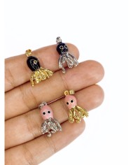 Pirinç Zirkon Mineli Ahtapot Kolye Bileklik Ucu Charm Altın Pembe 1 Adet