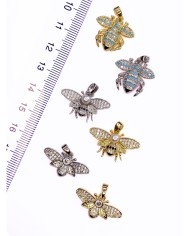 Pirinç Zirkon Taşlı İncili Arı Kolye Bileklik Ucu Charm Altın 1 Adet