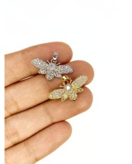Pirinç Zirkon Taşlı Arı Kolye Bileklik Ucu Charm Gümüş 1 Adet