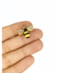 Pirinç Zirkon Taşlı Arı Kolye Bileklik Ucu Charm 1 Adet