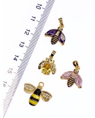 Pirinç Zirkon Taşlı Arı Kolye Bileklik Ucu Charm 1 Adet