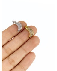 Pirinç Zirkon Taşlı Ay Kolye Bileklik Ucu Charm Altın 1 Adet