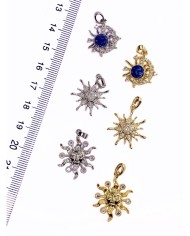 Pirinç Zirkon Taşlı Güneş Kolye Bileklik Ucu Charm Altın 1 Adet