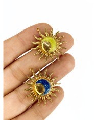 Çelik Mineli Güneş Kolye Bileklik Ucu Charm Altın Sarı 1 Adet