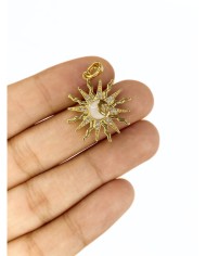 Pirinç Zirkon Taşlı Güneş Kolye Bileklik Ucu Charm Altın 1 Adet