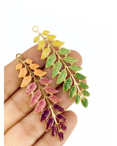 Çelik Mineli Plaka Yaprak Kolye Bileklik Ucu Charm Mor 1 Adet