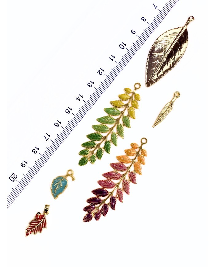 Çelik Mineli Plaka Yaprak Kolye Bileklik Ucu Charm Yeşil 1 Adet