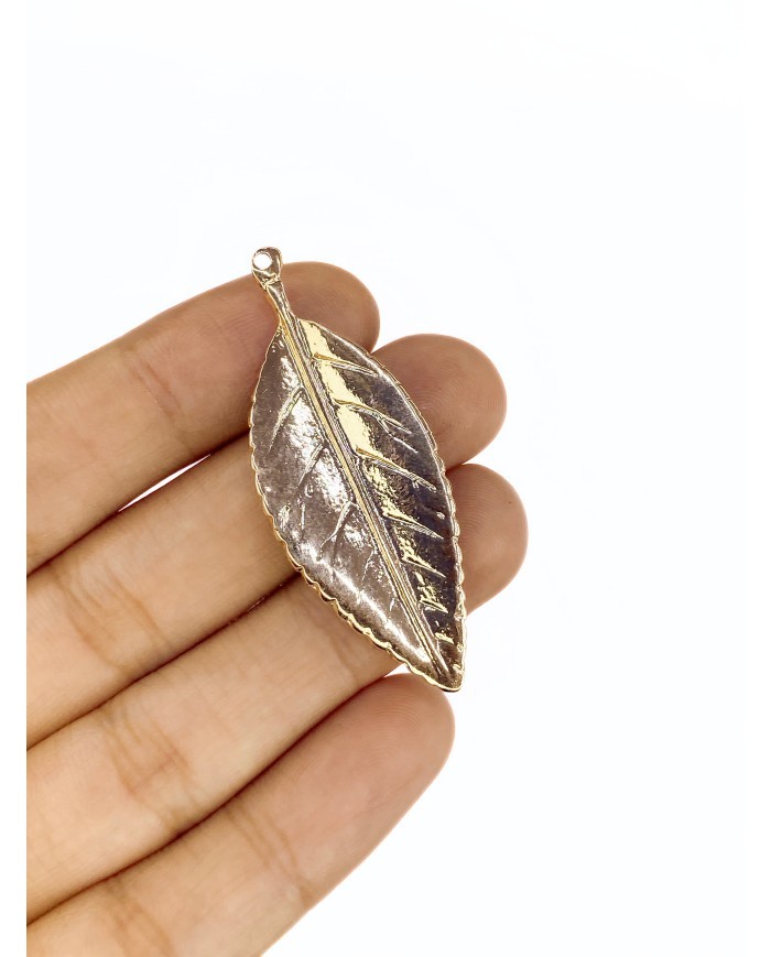 Pirinç Zirkon Mineli Plaka Yaprak Kolye Bileklik Ucu Charm 1 Adet