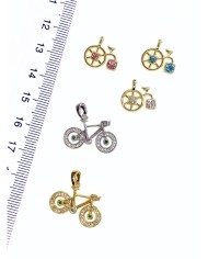 Pirinç Zirkon Taşlı Bisiklet Kolye Bileklik Ucu Charm Gümüş 1 Adet