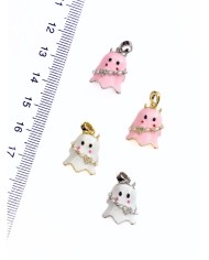 Pirinç Zirkon Taşlı Hayalet Kolye Bileklik Ucu Charm Gümüş Beyaz 1 Adet