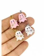 Pirinç Zirkon Taşlı Hayalet Kolye Bileklik Ucu Charm Altın Beyaz 1 Adet