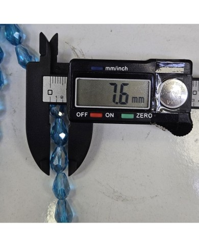 8mm İpe Dizili Damla Kristal Boncuk Şeffaf Altın Sarısı - 1 Dizi