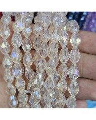 8mm İpe Dizili Damla Kristal Boncuk Şeffaf Janjanlı Şampanya - 1 Dizi