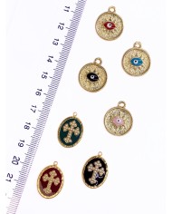 Çelik Mineli İncili Plaka Hac Kolye Bileklik Ucu Charm Siyah 1 Adet