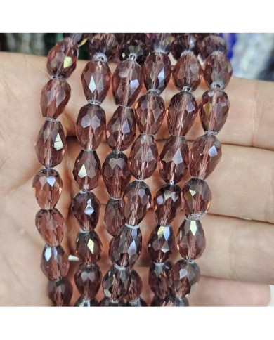 8mm İpe Dizili Damla Kristal Boncuk Şeffaf Janjanlı Kahve - 1 Dizi