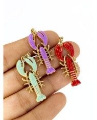 Pirinç Zirkon Mineli Istakoz Kolye Bileklik Ucu Charm Kırmızı 1 Adet