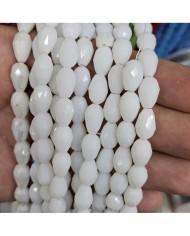 8mm İpe Dizili Damla Kristal Boncuk Mat Beyaz - 1 Dizi