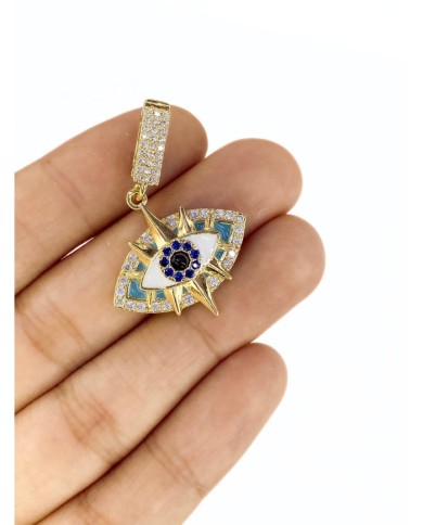 Pirinç Zirkon Mineli Taşlı Plaka Nazar Göz Kolye Bileklik Ucu Charm 1 Adet