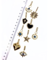 Pirinç Zirkon Mineli Plaka Yıldız Kolye Bileklik Ucu Charm 1 Adet