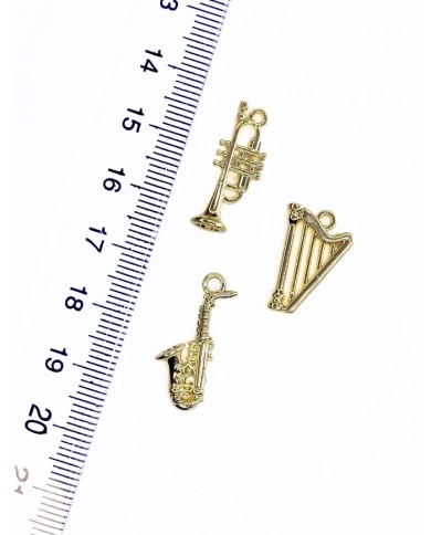 Pirinç Zirkon Mineli Saksafon Kolye Bileklik Ucu Charm 1 Adet