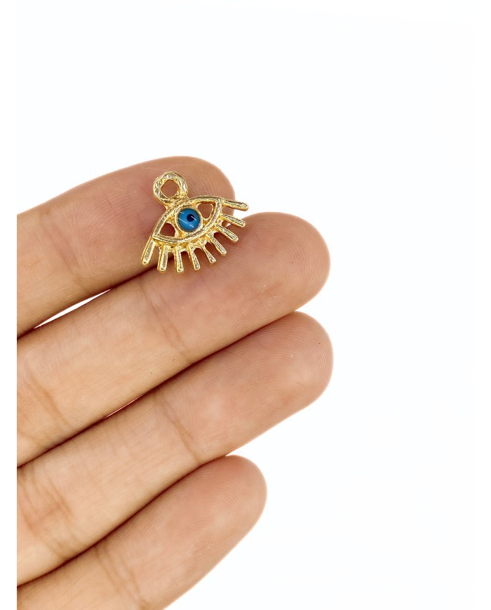Pirinç Zirkon Mineli Nazar Göz Kolye Bileklik Ucu Charm 1 Adet