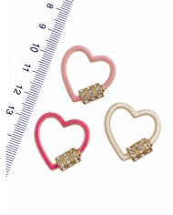 Pirinç Zirkon Taşlı Kalp Kolye Bileklik Ucu Charm Açık Pembe 1 Adet