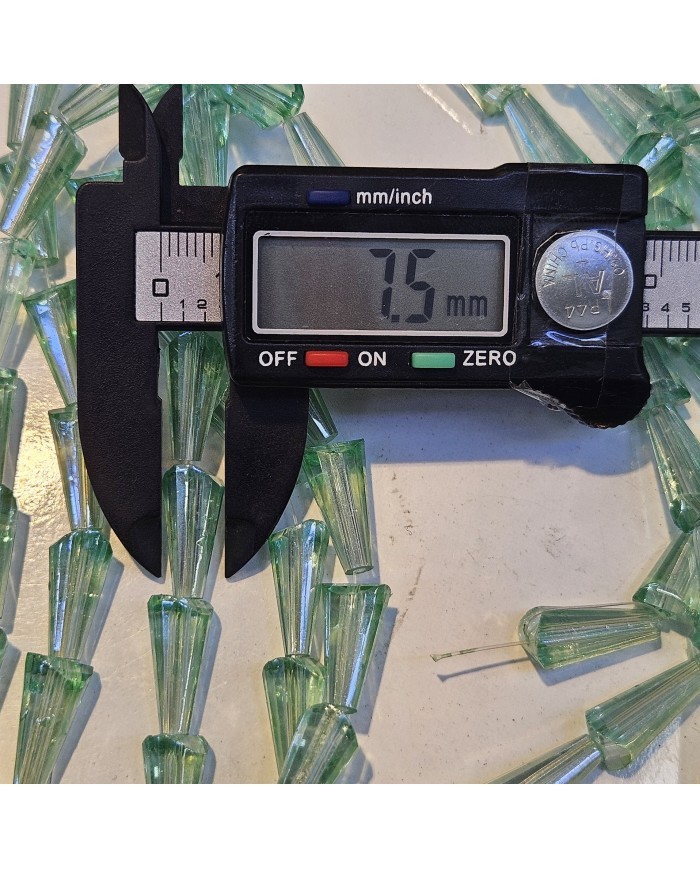8x16mm İpe Dizili Deve Tabanı Huni Kristal Boncuk Şeffaf Su Yeşili - 1 Dizi