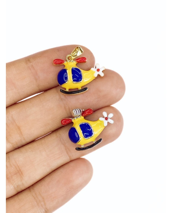 Pirinç Zirkon Mineli Helikopter Kolye Bileklik Ucu Charm Altın 1 Adet