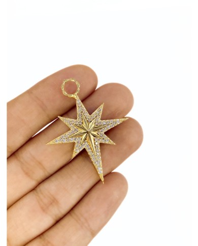 Pirinç Zirkon Taşlı Yıldız Kolye Bileklik Ucu Charm 1 Adet