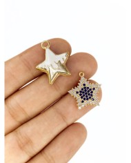 Pirinç Zirkon Taşlı Yıldız Kolye Bileklik Ucu Charm Beyaz 1 Adet