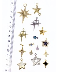 Pirinç Zirkon Taşlı Yıldız Kolye Bileklik Ucu Charm Siyah 1 Adet