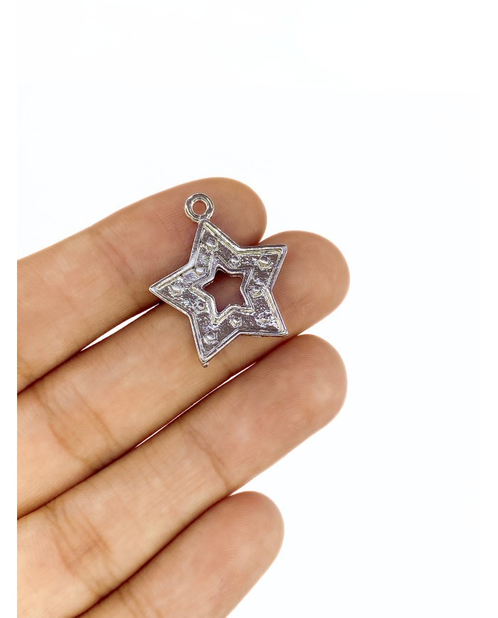 Pirinç Zirkon Mineli Yıldız Kolye Bileklik Ucu Charm 1 Adet