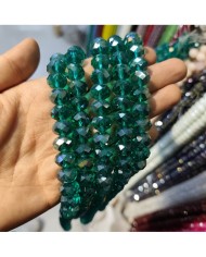 12mm İpe Dizili Kristal Boncuk Şeffaf Yeşil - 1 Dizi