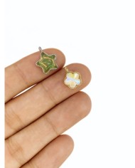 Pirinç Zirkon Taşlı Yıldız Kolye Bileklik Ucu Charm Yeşil 1 Adet