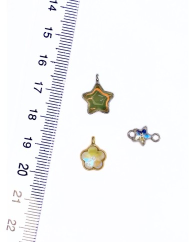 Pirinç Zirkon Taşlı Yıldız Kolye Bileklik Ucu Charm Yeşil 1 Adet