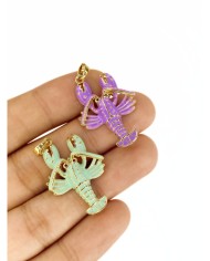 Pirinç Zirkon Mineli Istakoz Kolye Bileklik Ucu Charm Mor 1 Adet