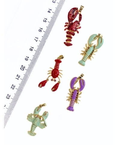 Pirinç Zirkon Mineli Istakoz Kolye Bileklik Ucu Charm Mor 1 Adet