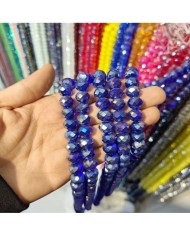 12mm İpe Dizili Kristal Boncuk Metalik Kaplama Lacivert - 1 Dizi