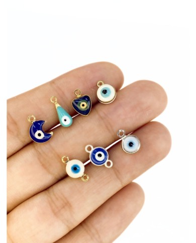 Pirinç Zirkon Mineli Yuvarlak Tek Girişli Nazar Boncuğu Kolye Bileklik Ucu Charm Gümüş Beyaz 1 Adet