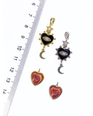 Pirinç Zirkon Taşlı Sallantılı Kalp Kolye Bileklik Ucu Charm Gümüş 1 Adet