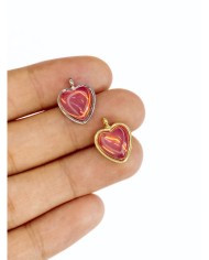 Pirinç Zirkon Taşlı Kalp Kolye Bileklik Ucu Charm Gümüş 1 Adet