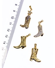 Pirinç Zirkon Mineli Çizme Kolye Bileklik Ucu Charm 1 Adet